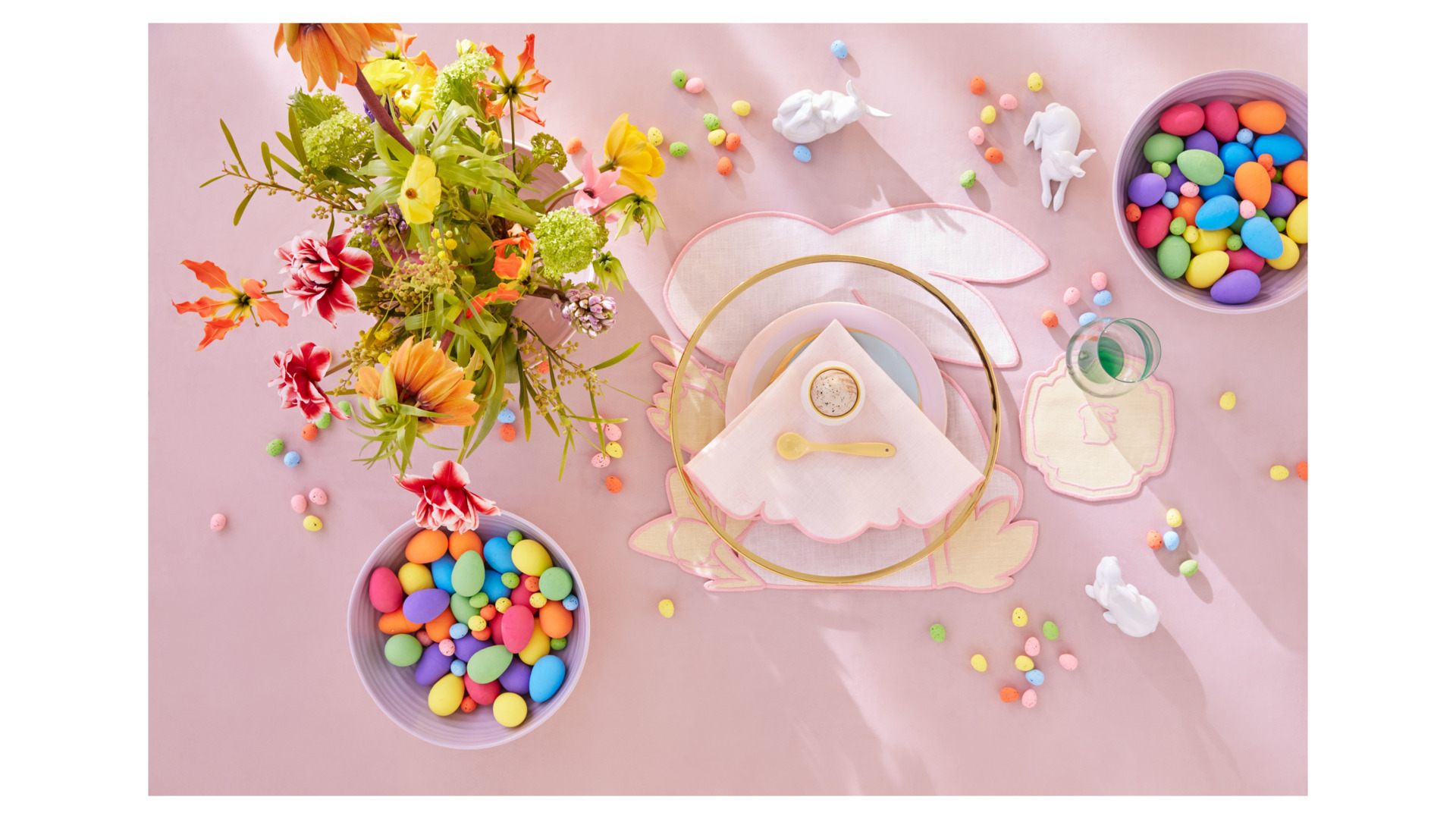 10677589 Truffle Bee Набор плейсматов Truffle Bee Easter Bunny Linen 40х43см, 2шт, розово-желтый, лен Ткань  - Вид №2