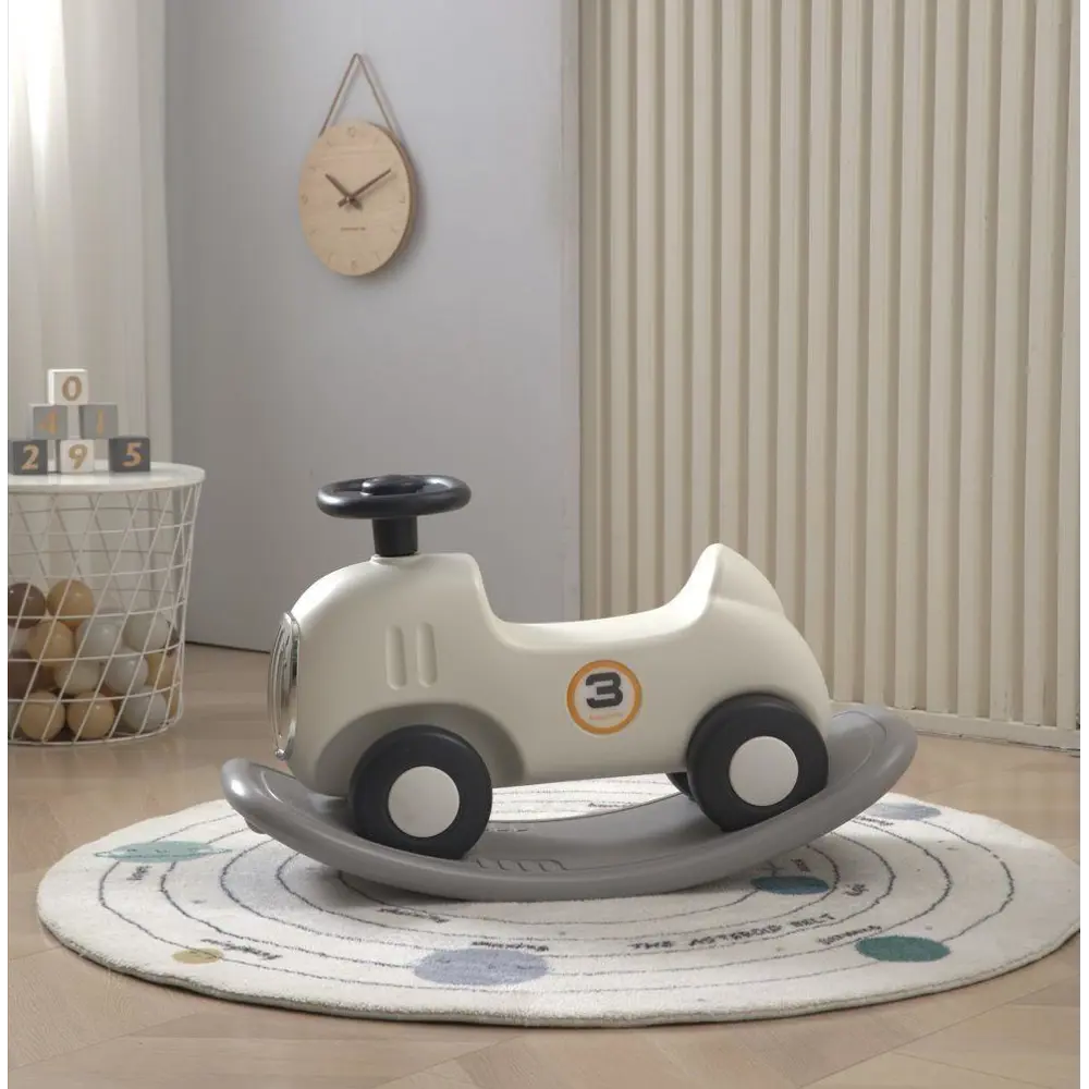 91637150 Машинка-качалка-беговел Unix Kids First Car 2 in 1 31x46 см серый/серебристый STLM-0949369