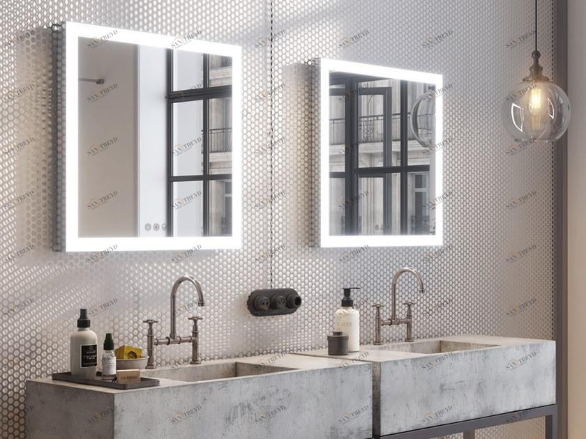 ESS Easy Drain Квадратное зеркало со встроенной подсветкой Lugano sun-id-1395004