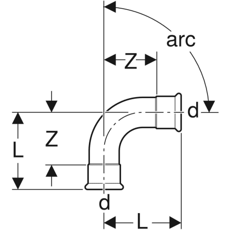 60111 Отвод Geberit Mapress из меди Geberit  - Вид №2