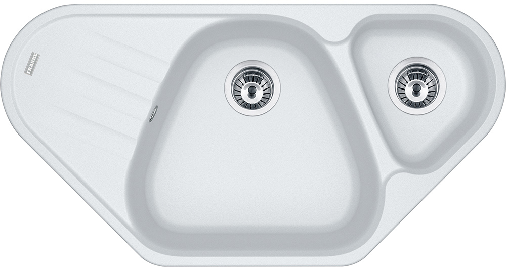 114.0489.386 Better, серия antea, fragranite, угловая мойка azg 661-e белая, стоп-вентиль в комплекте Franke Franke Antea 