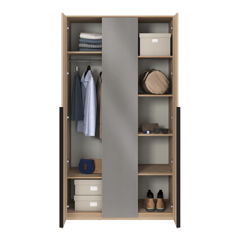 Шкаф распашной Бергамо с 2 дверями с зеркалом 120x220x60 см ЛДСП цвет дуб комано Santreyd STLM-2031623 - Вид №9