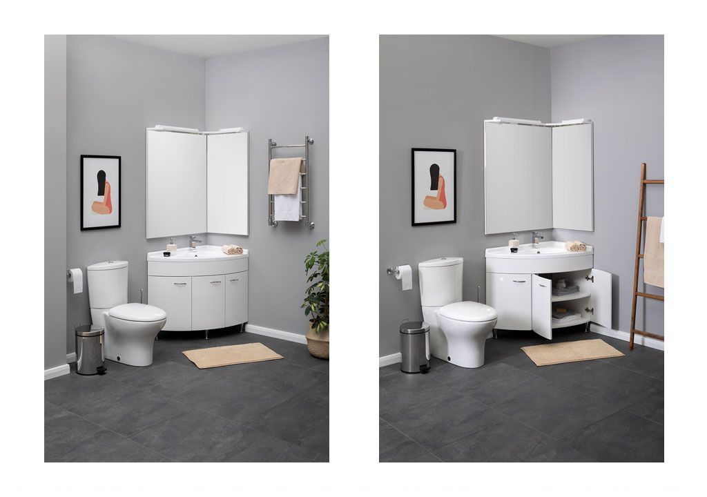 Зеркало Aquanet Корнер 88 R белый 00158821 - Вид №3