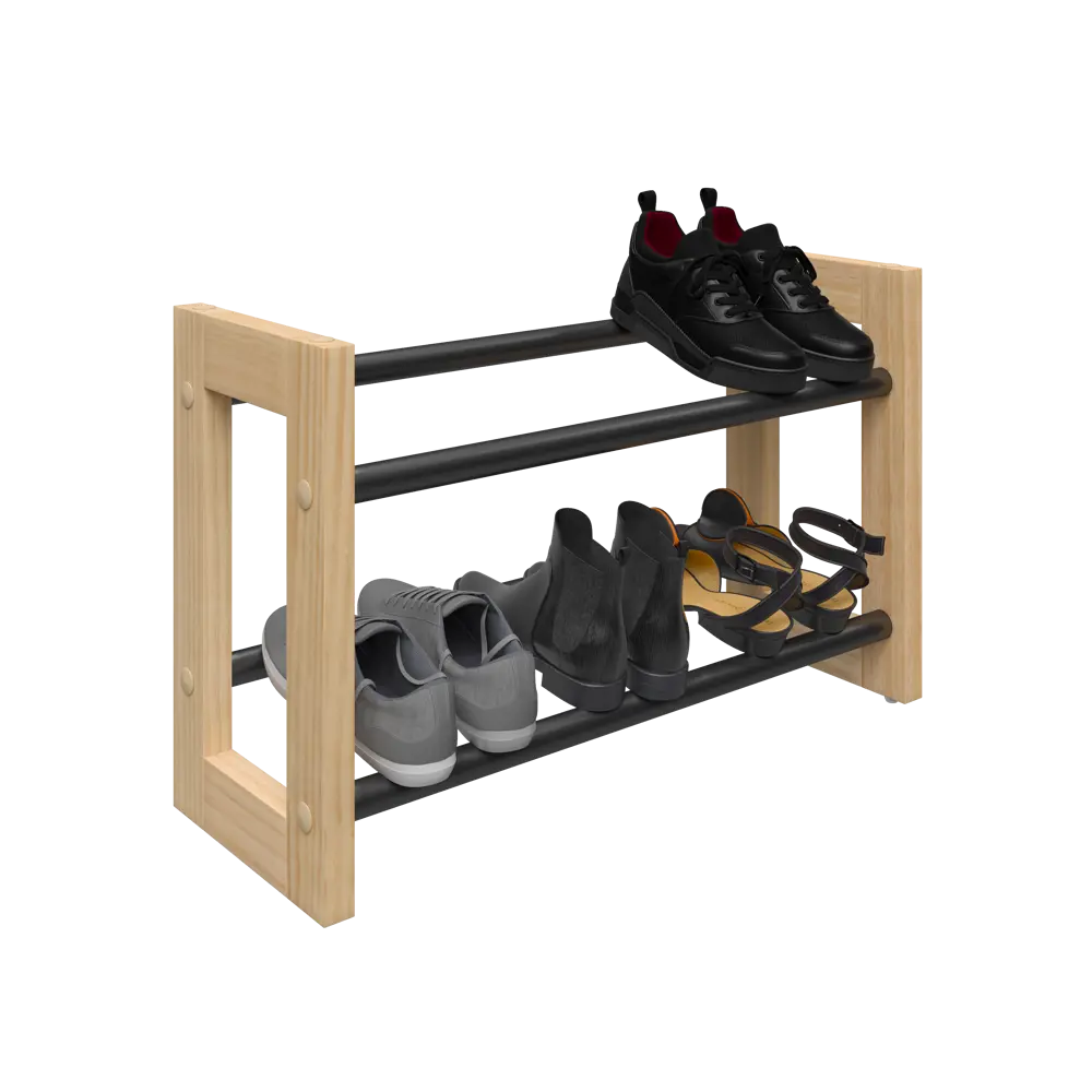 Подставка для обуви Spaceo 55x32x20.5 см дерево/сталь цвет чёрный STLM-2011919 - Вид №8