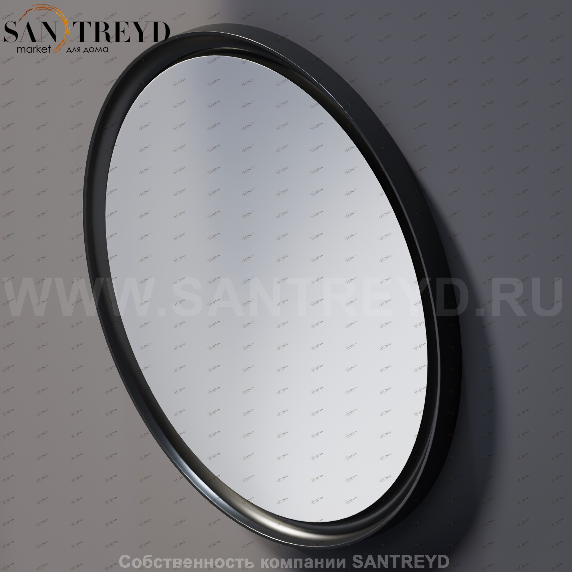 Agape MEMORY Зеркало круглое 70 см без LED подсветки в черной раме AMEM866E