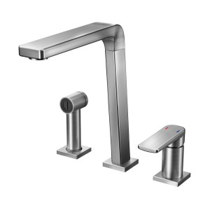 00647370 Смеситель кухонный однорычажный с душем Bistro матовый никель Docol BISTRO