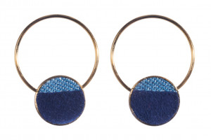 FL48 Серьги-гвоздики, кожа, латунь, позолота Flowersforzoe