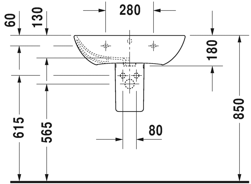 2335650030 Подвесная раковина настенная овальная Duravit ME BY STARCK - Вид №3