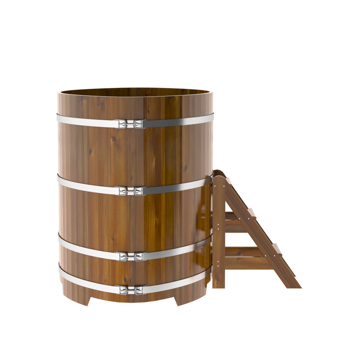 2301 Купель овальная из лиственницы Рустик 1,15х1,83х1,4 морёная Alyarus  - Вид №3