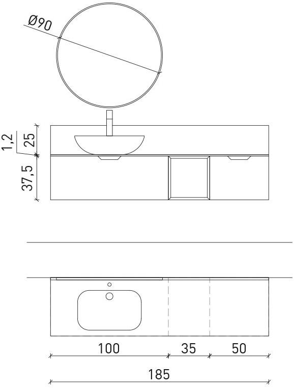 Archeda Подвесной деревянный туалетный столик с ящиками Quaranta5 sun-id-1358170 - Вид №6