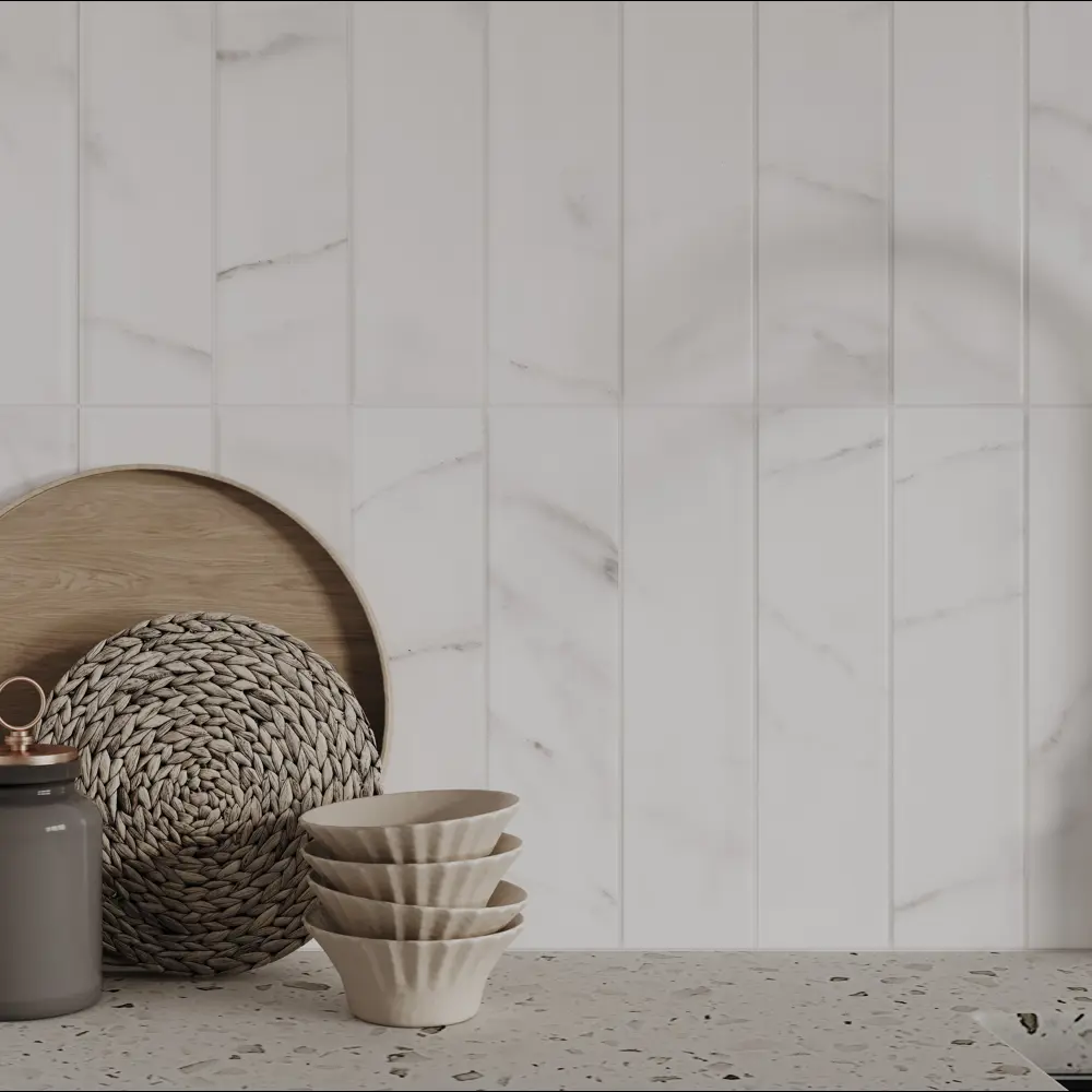 Плитка настенная KREAFORTA Cascada Рельеф 29.8x59.8 см 1.425 м² глянцевая цвет белый STLM-2092114