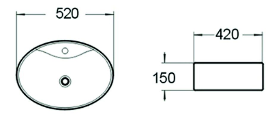 SL-1072 Раковина керамическая накладная без перелива LAB.Space  - Вид №1
