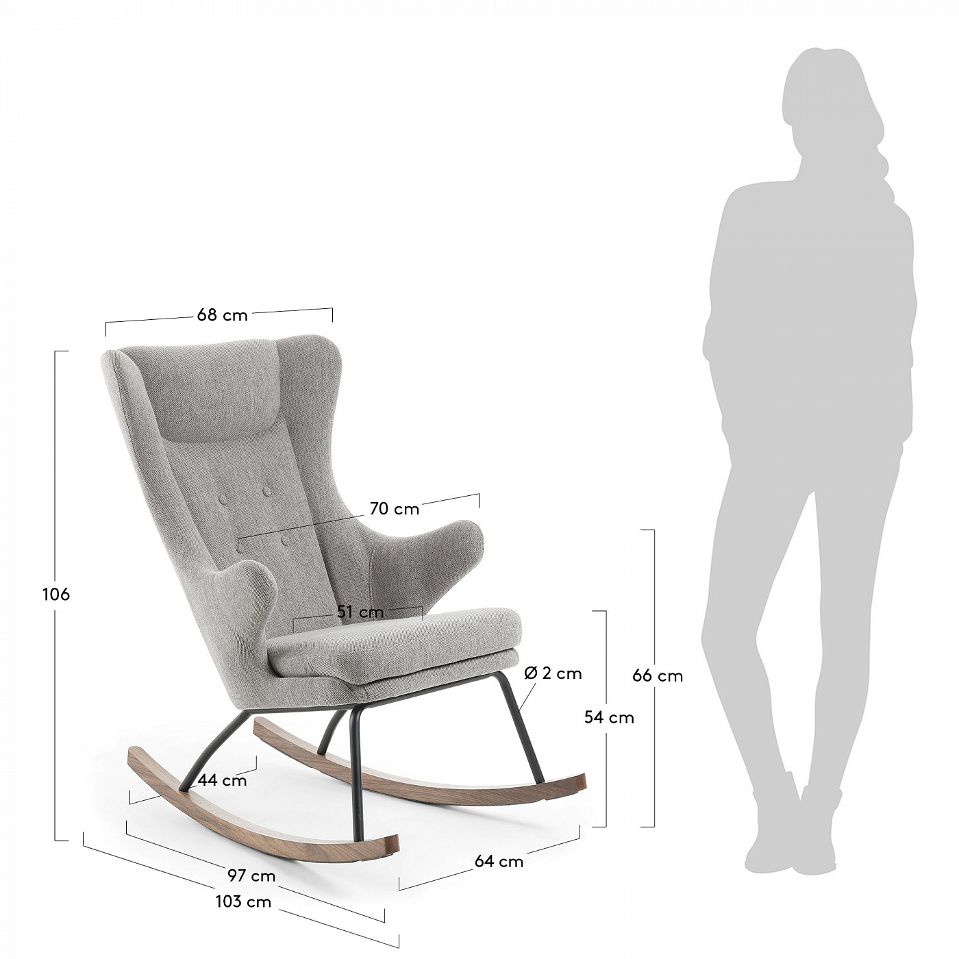 057733 Кресло-качалка Tresser серое La Forma Meryl 