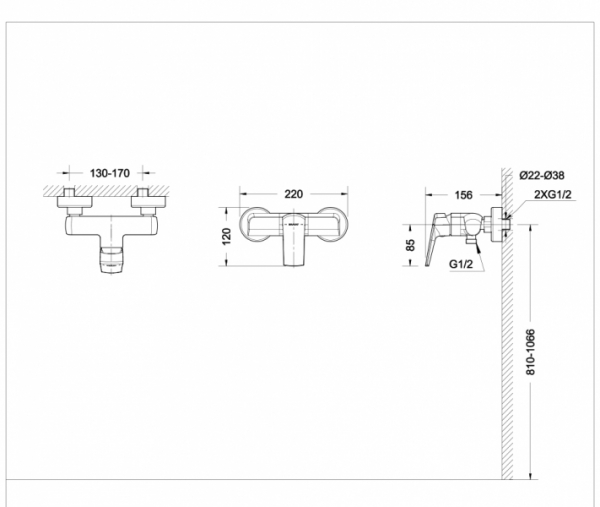 Смеситель для ванной комнаты для душа REAL F9121179CP-01 bravat - Вид №1