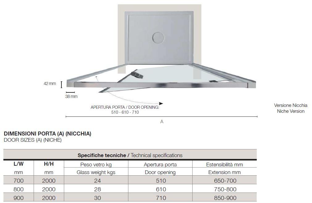 TAMANACO Хрустальная душевая ниша с распашной дверцей sun-id-1432438 - Вид №1