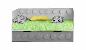 Детский диван-кровать с 2 ящиками "Бэтмен" МАНДАРИН ЛЕГОЛЕНД 178721 Серый