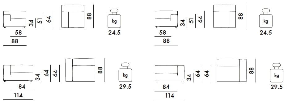 2-местный модульный тканевый диван Kartell Plastics ARCH-00009093 - Вид №3
