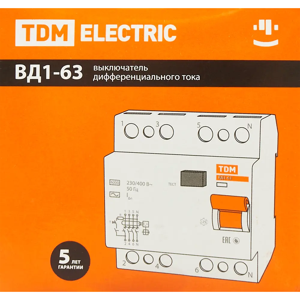 УЗО TDM Electric ВД1-63 4P 63A с защитой от утечек 30 мА 84399440 STLM-0049224 - Вид №5