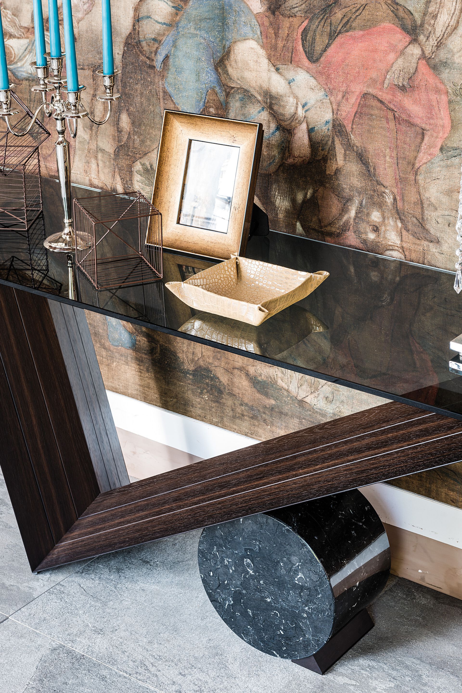 Прямоугольная консоль из дерева и стекла Cattelan italia Valentino ARCH-00026158