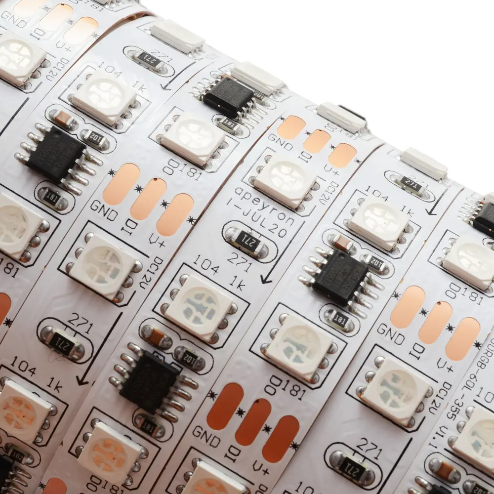 Светодиодная лента адресная SMD 5050 60 диод/14.4 Вт/м 12 В 10 мм IP20 2 м RGB белая подложка 82535313 STLM-2168943 APEYRON  - Вид №14
