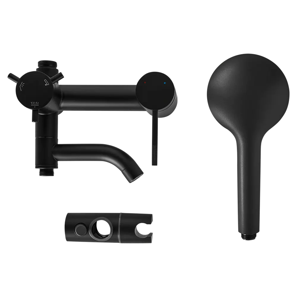 Душевая стойка для ванной с смешанным креплением Терни KONSENSA черный STLM-2151722 - Вид №6
