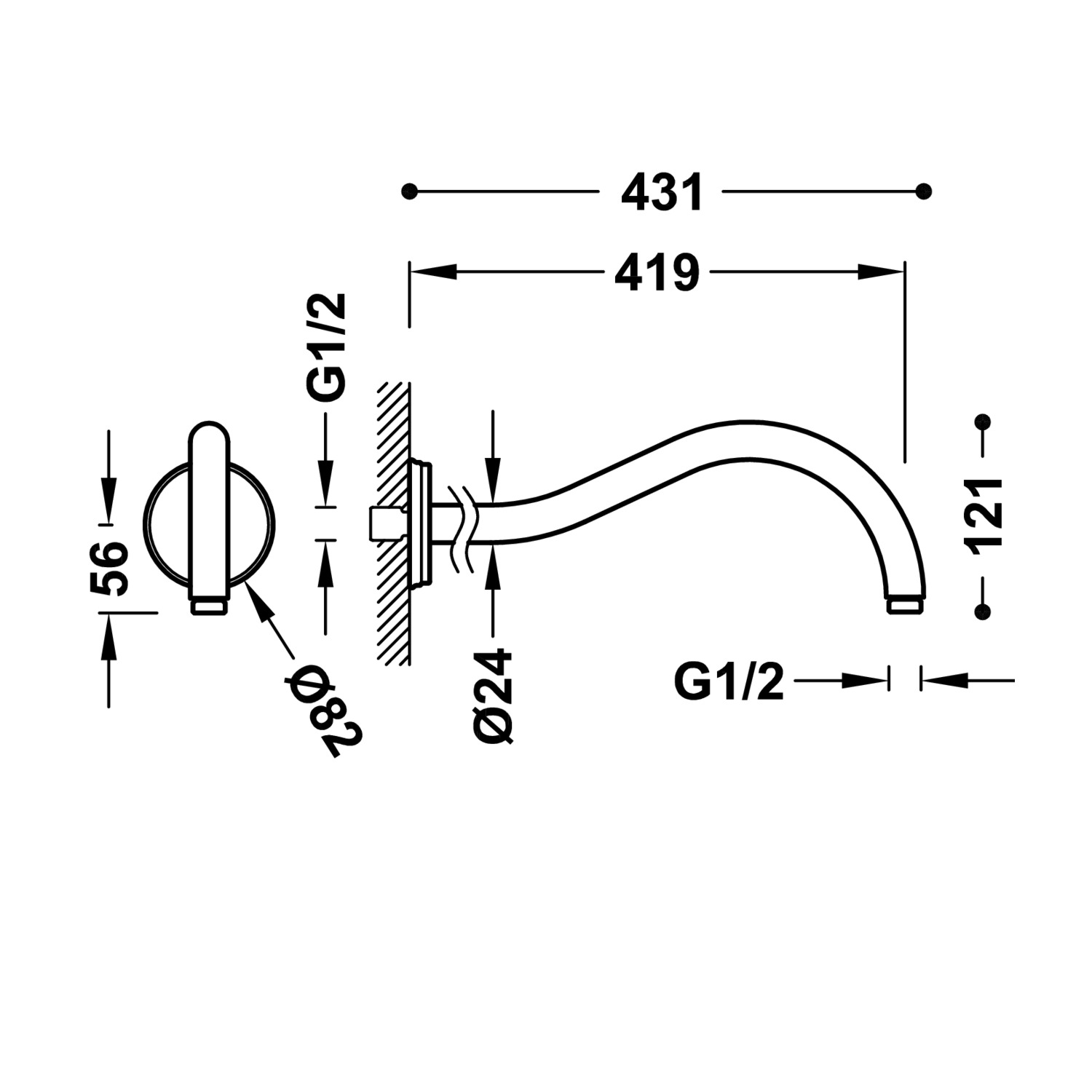 Настенный кронштейн Clasic-29933701LM TRES Showers - Вид №1