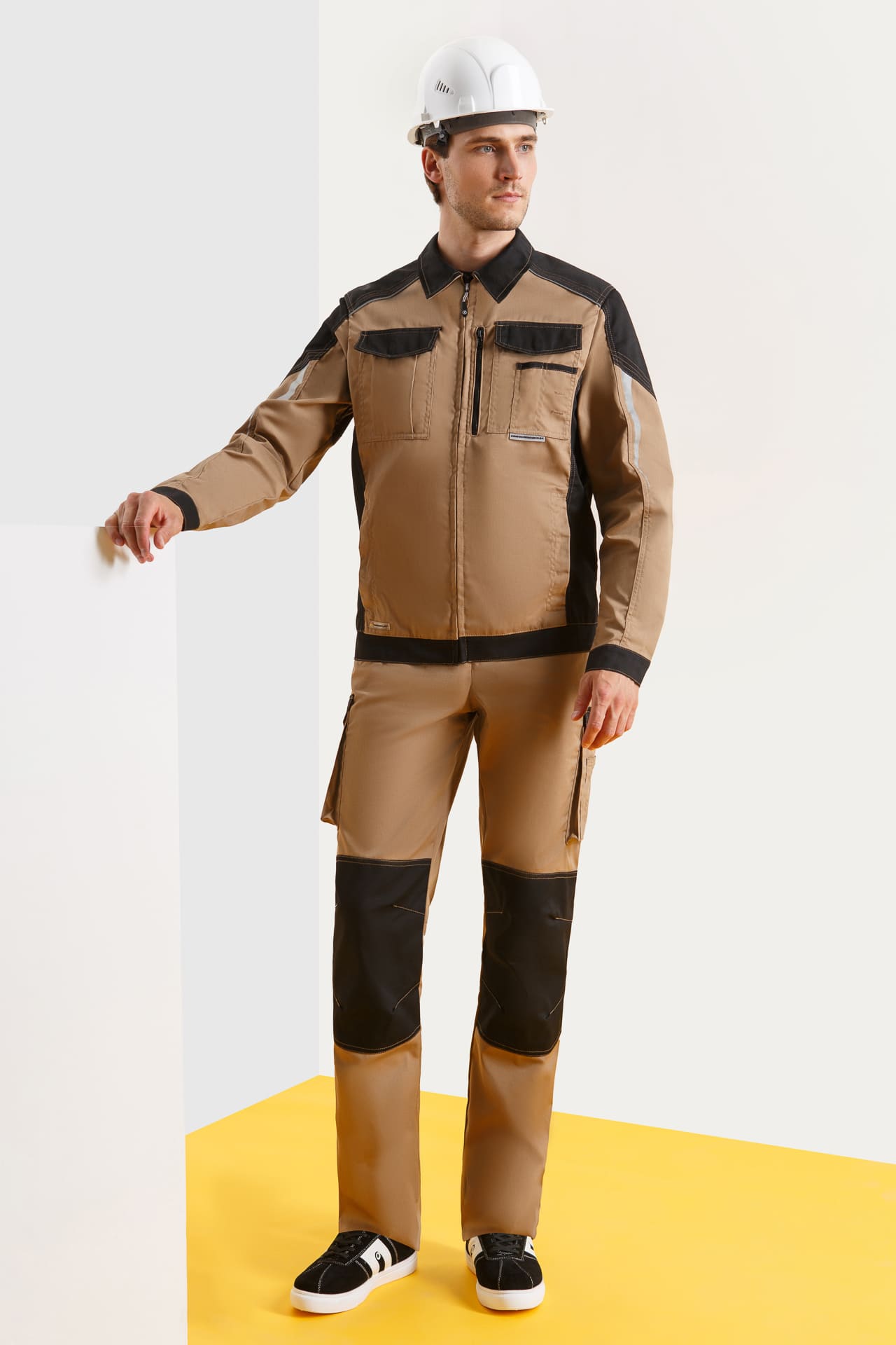 64633 Костюм  NEW 2 бежевый с черным STATUS  Летняя спецодежда  размер 56-58/170-176  - Вид №7