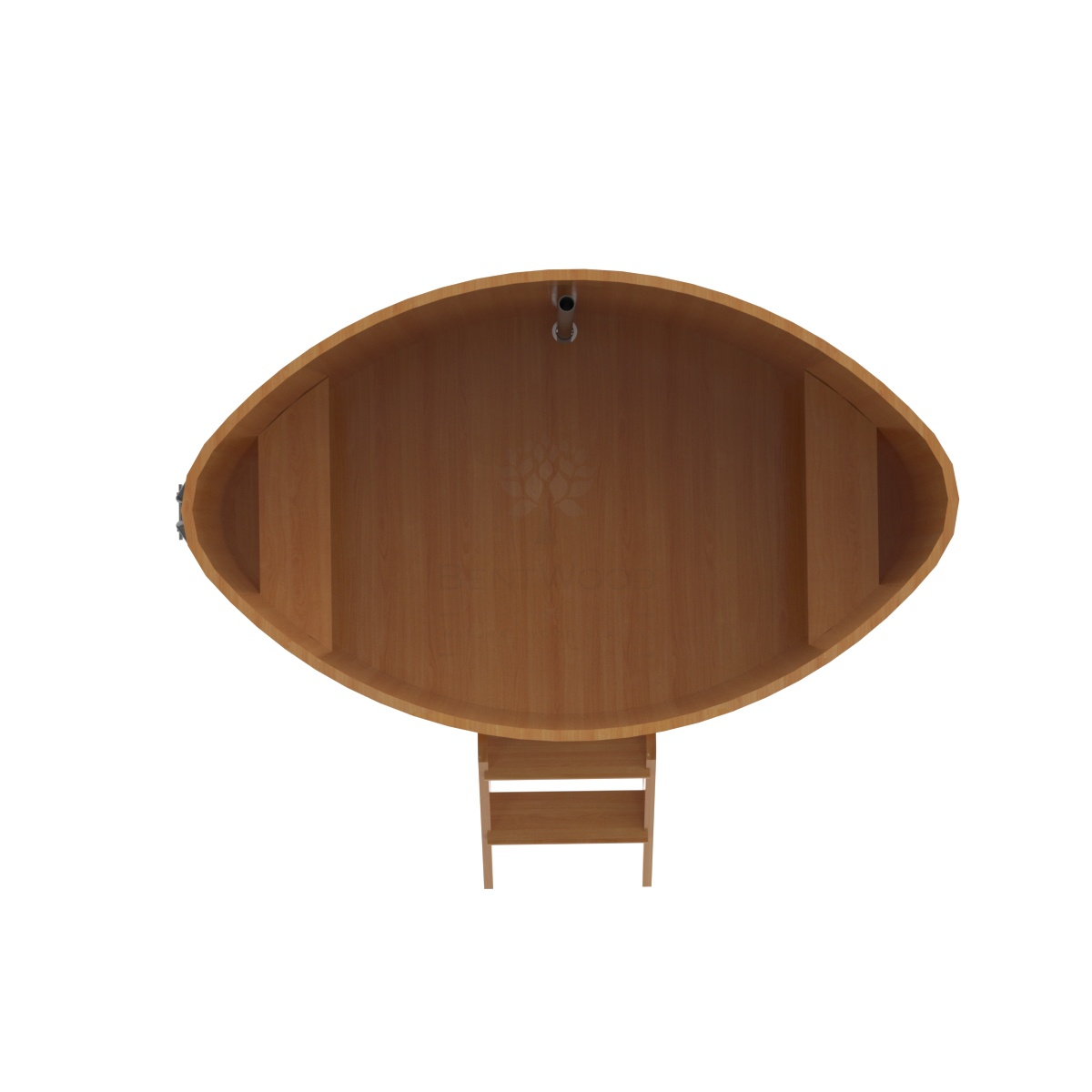 1548 Купель овальная из сращенных ламелей лиственницы 1,15х1,83х1,1 натуральная Alyarus  - Вид №4