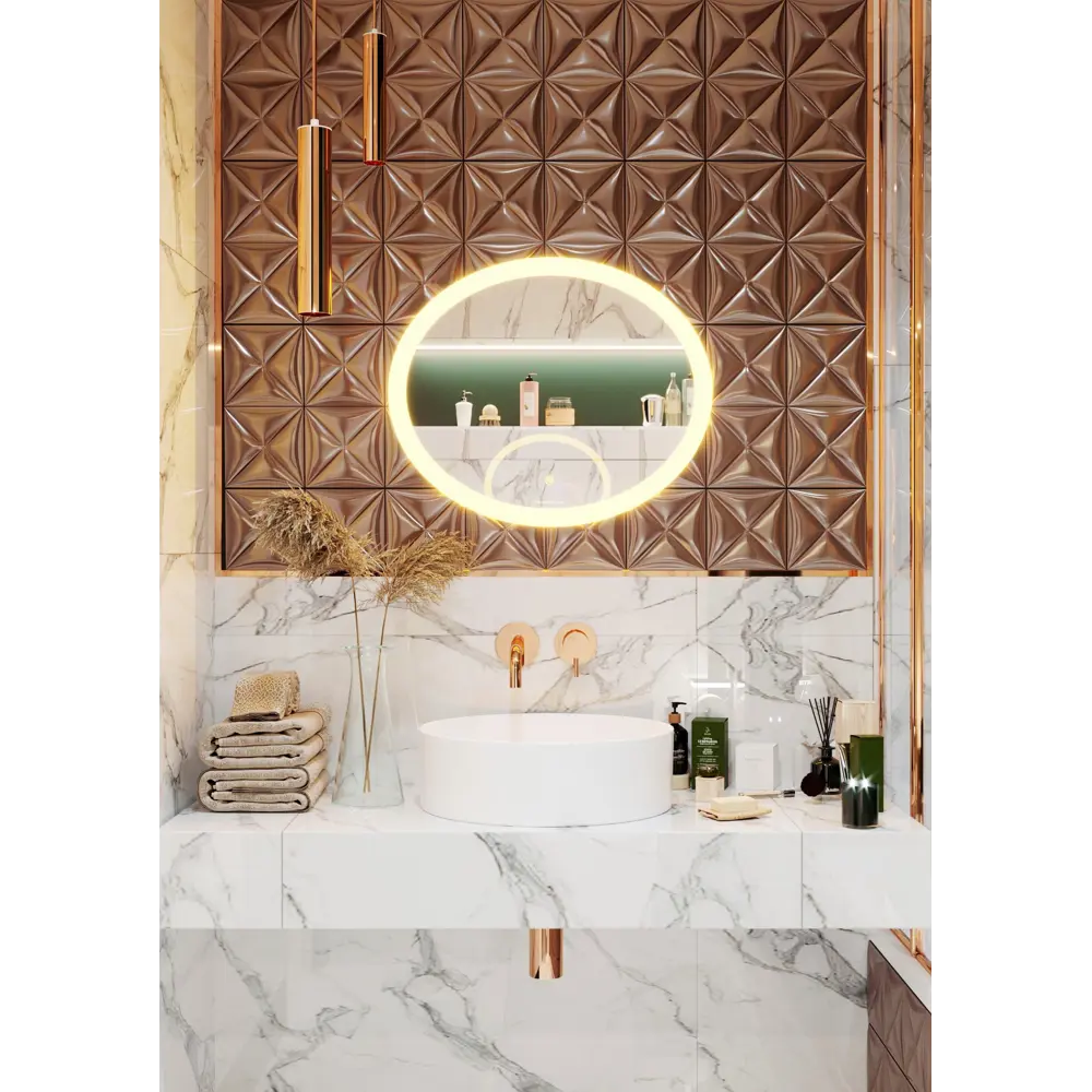 Зеркало для ванной Omega Glass Тип 3 SD673 с подсветкой 80x60 см овальное STLM-2055010