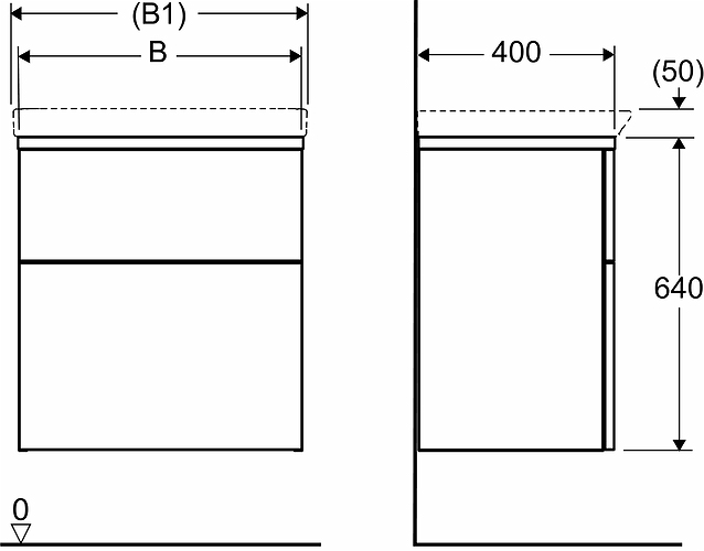 9610121101 IDO Glow напольная тумба под умывальник, с двумя ящиками, W = 880 мм, W1 = 900 мм, белый - Вид №11