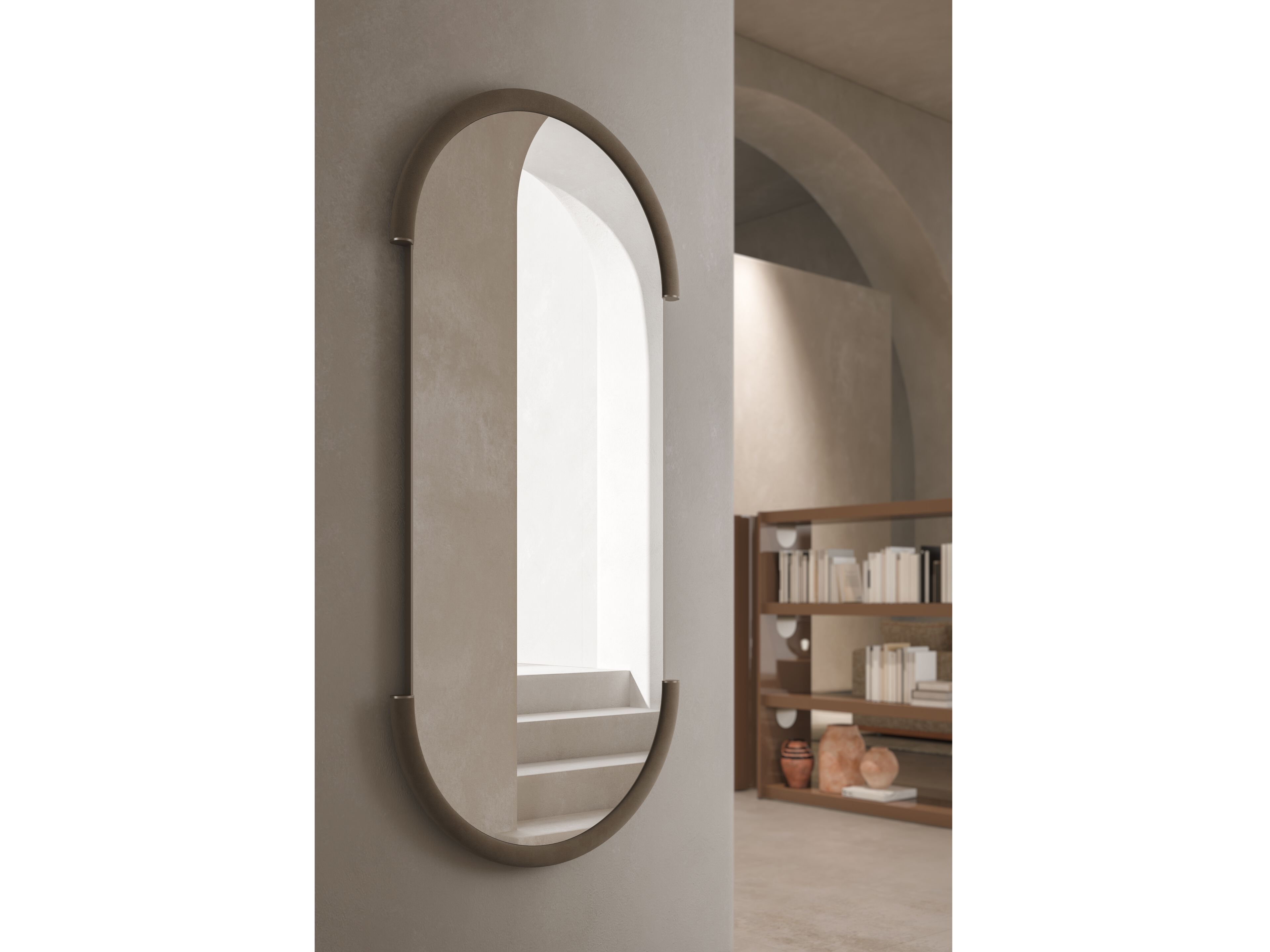 Настенное зеркало с кожаной рамкой CPRN HOMOOD Shapes ARCH-00130891 - Вид №1