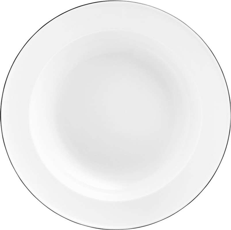 10642841 Furstenberg Тарелка суповая Furstenberg "Вагенфельд" 23см (с чёрным кантом) Фарфор 