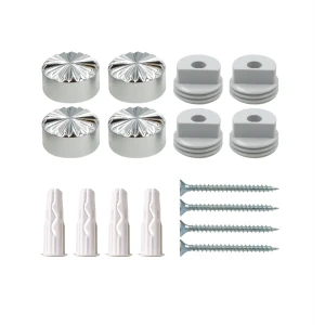 Крепление для зеркала 18 мм металл/пластик рифленое цвет хром 4 шт.