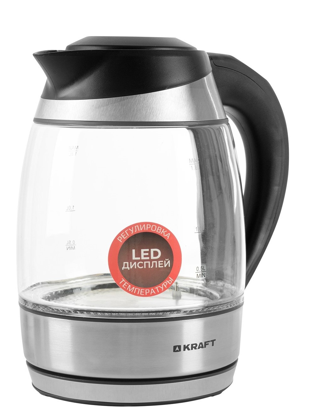 9052794 Электрочайник KRAFT KF-KG1804DBL черный STDN-0120858 - Вид №1