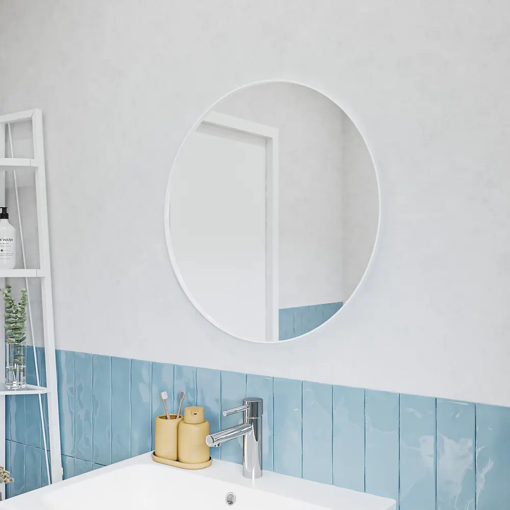 Зеркало для ванной KONSENSA Бруклин 55 см круглое цвет белый STLM-2178550 - Вид №3