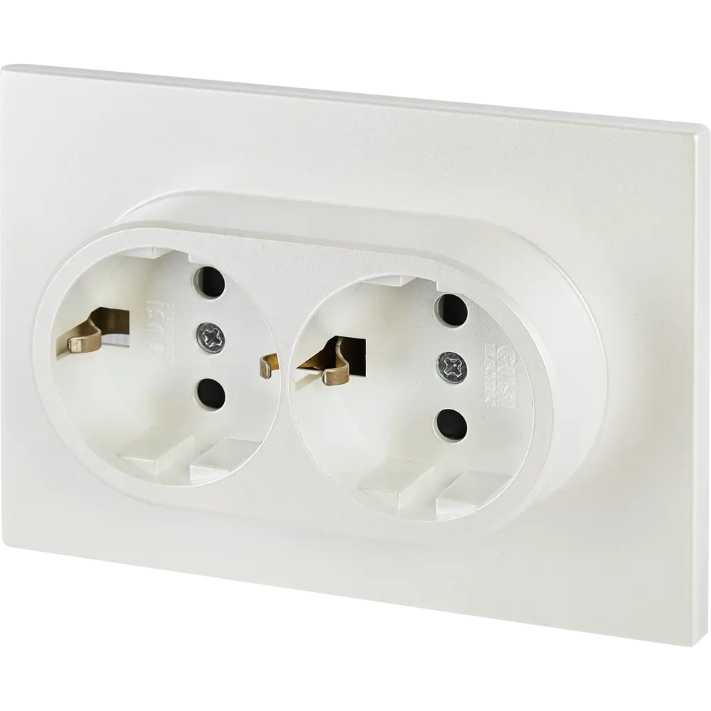 Розетка двойная встраиваемая Gusi Electric с заземлением со шторкой цвет жемчуг 89337222 STLM-2000924 Ugra - Вид №1