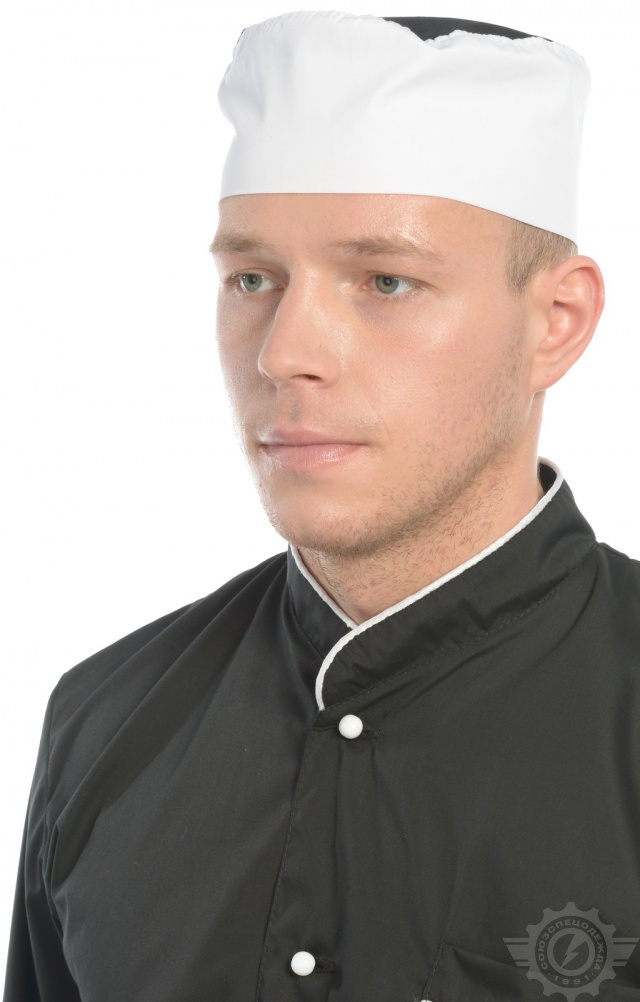 61164 Головной убор "Таблетка" ткань "Тиси" бело-черная  Повар  размер 57-58 Спецодежда  - Вид №3