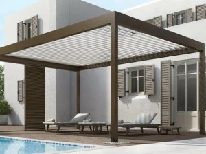 Alumil Отдельностоящая алюминиевая пергола с регулируемыми жалюзи Smartia systems