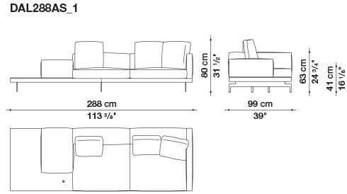 B&B Italia 3-х местный тканевый диван с шезлонгом Dock sun-id-1355318 - Вид №201