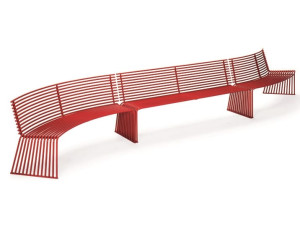 Металлическая изогнутая скамья со спинкой