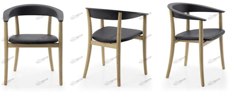 B&B Italia Стул из дерева и кожи с подлокотниками sun-id-1400558