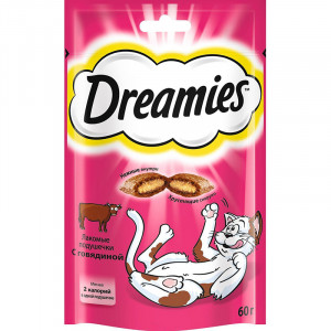ПР0021530 Лакомство для кошек лакомые подушечки с говядиной 60г Dreamies