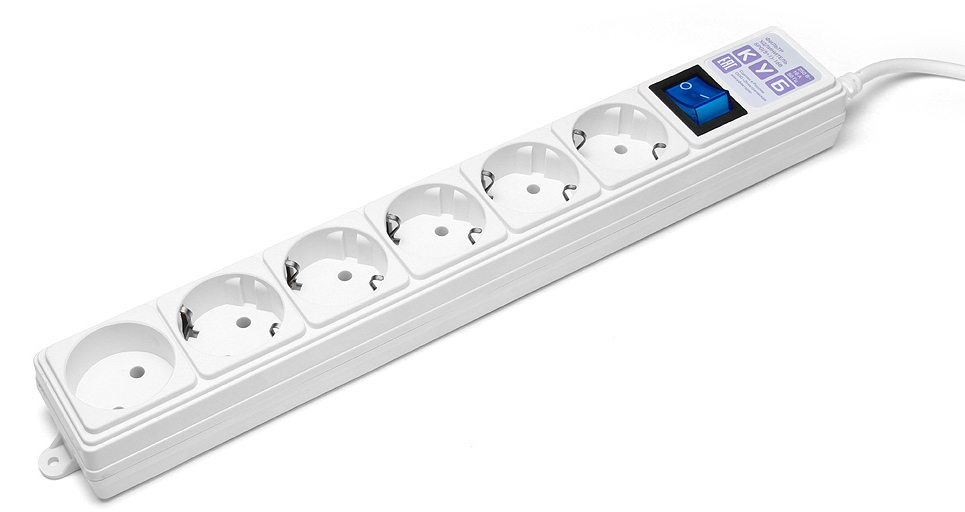SPG(5+1)-16B-3M Surge protector power cube 3,0 m 6 outlets (white) 16a / 3,5kvt Электрическая мануфактура Santreyd 