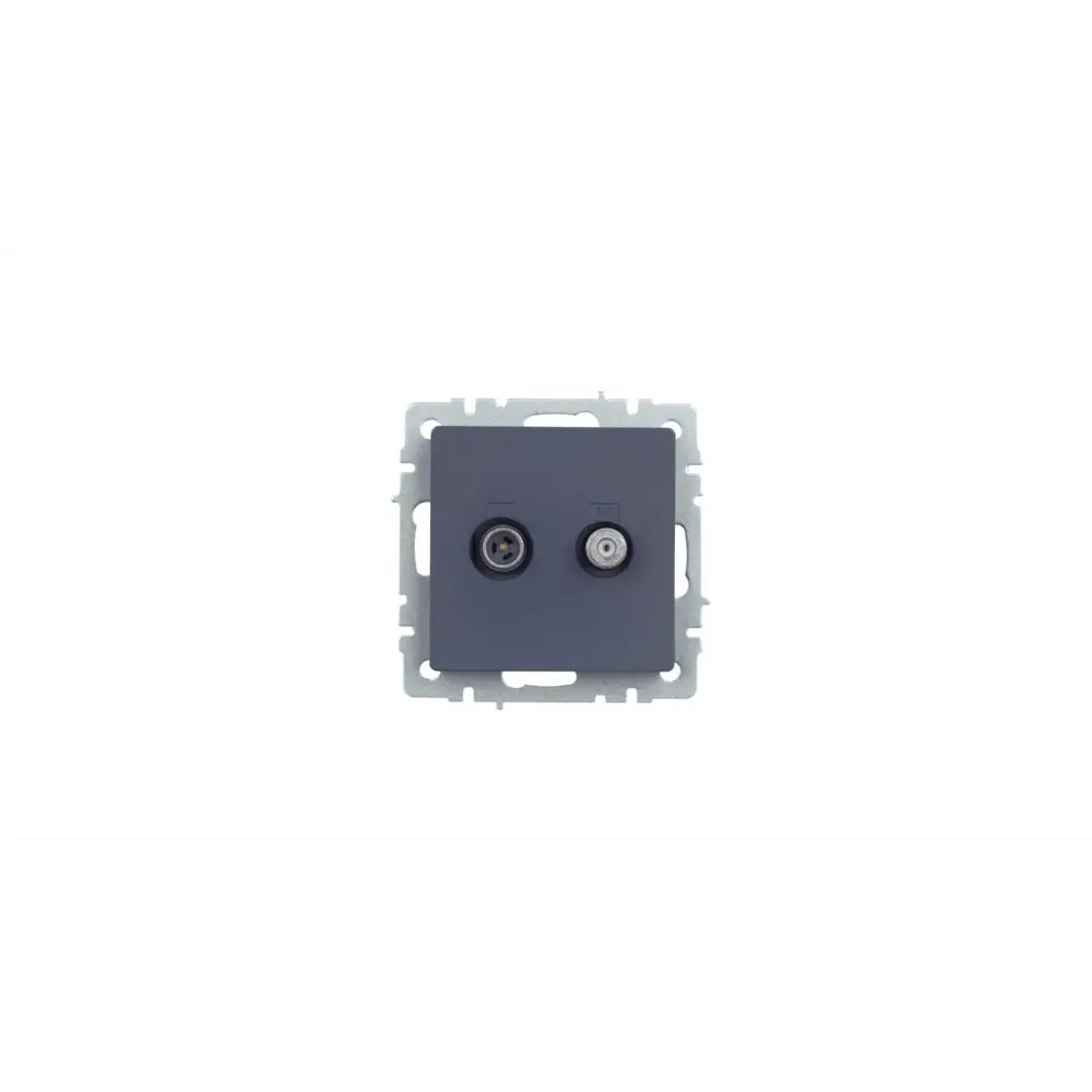 Розетка TV двойная встраиваемая IEK Brite РТВ/РСп12-БрМ цвет маренго 89361852 STLM-2090720 - Вид №1