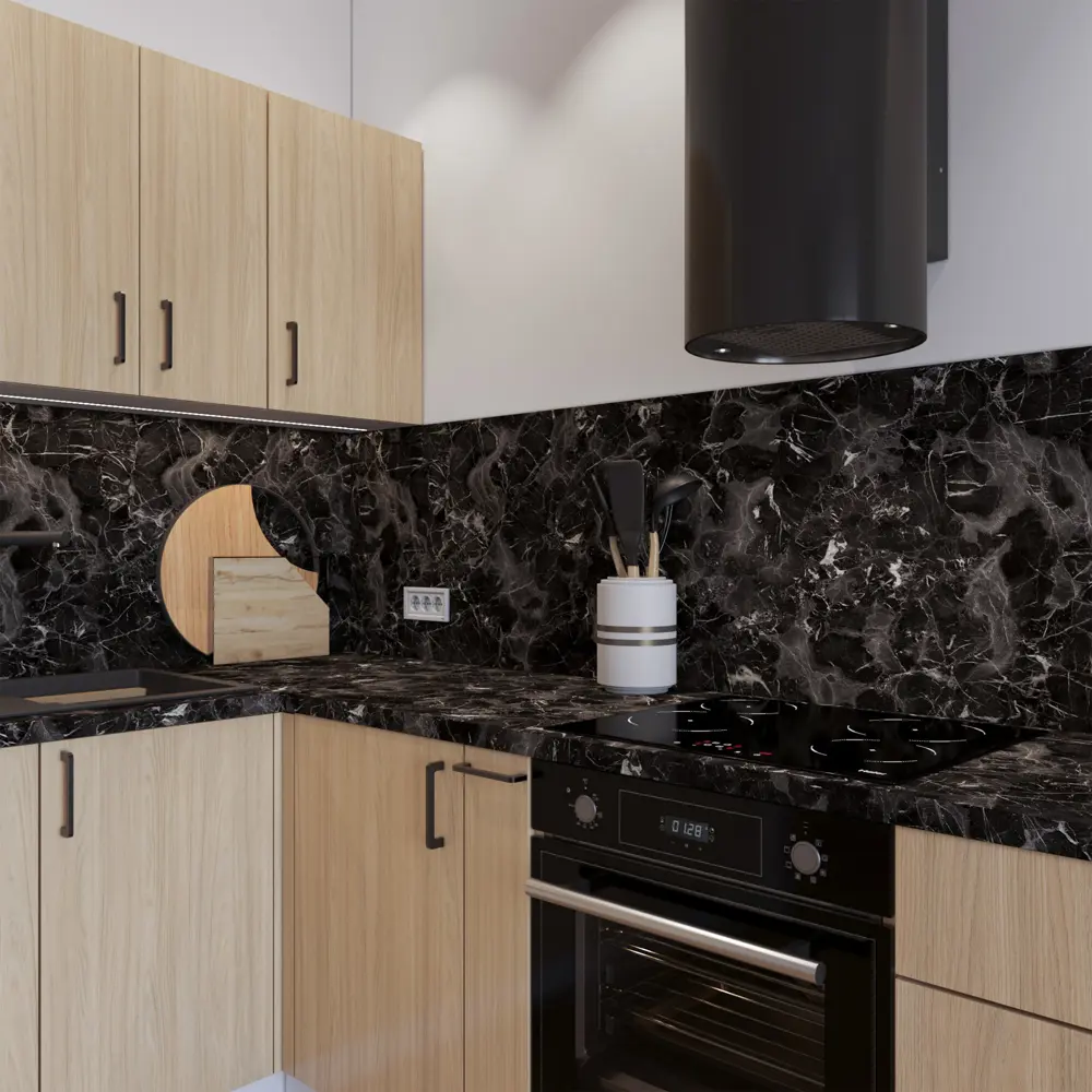 Столешница кухонная Кунгур 240x60x3.8 см KONSENSA ДСП цвет черный ДСП Прямой угол STLM-2028138 - Вид №4