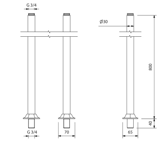 Смеситель для ванны с 2 отверстиями с ручным душем Park Avenue Белый ARCH-00101354 - Вид №2