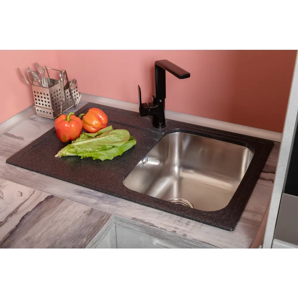 Кухонный смеситель DELINIA Remix черный с высоким изливом 82063094 STLM-0018540 - Вид №6