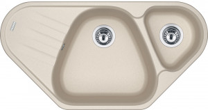 114.0489.388 Better, серия antea, fragranite, угловая мойка azg 661-e, цвет сахара, стоп-вентиль в комплекте Franke Franke Antea