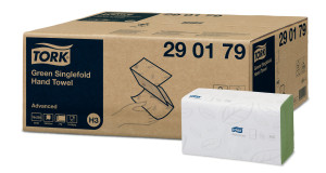 29017950 Односложенное зеленое полотенце (сложенное zz) расширенное Tork