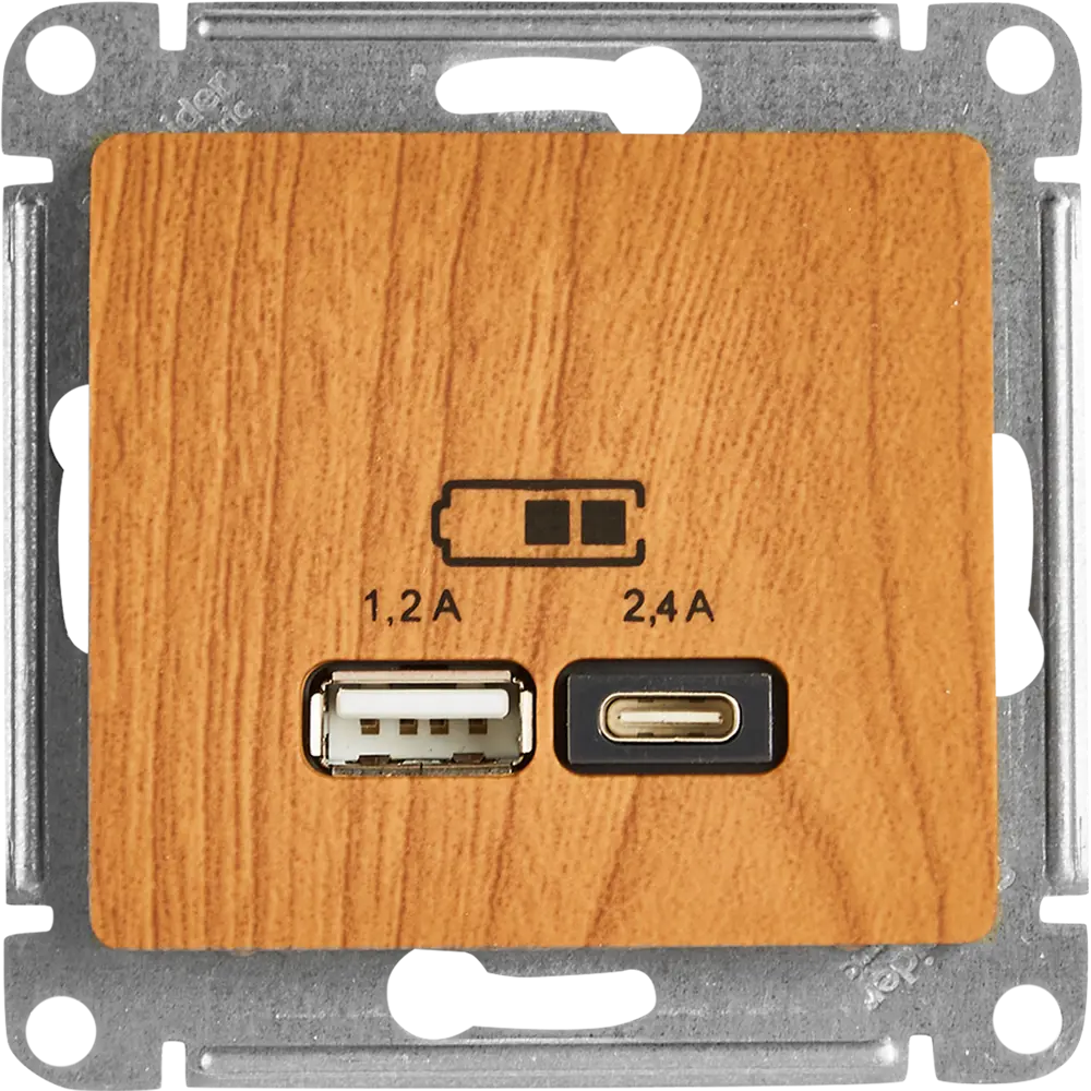 Розетка USB A+С встраиваемая Systeme Electric Glossa цвет дуб STLM-2124243